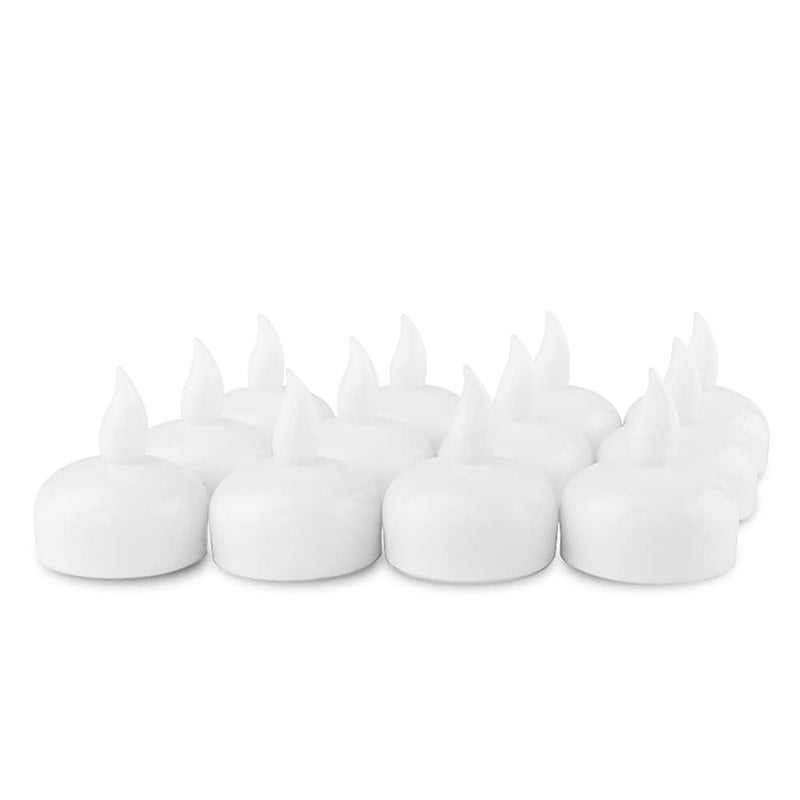 Novelty Place 12Pcs Waterproof Flameless Floating Tealights, LED Floating Candles Cool White Flickering Tea Lights - Battery Operated Candles Decoration for Wedding, Christmas, Party, Pool, Pond - Image 1